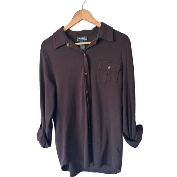 Lauren Ralph Lauren Chest Pocket Roll Tab Sleeve Button Down Shirt Purple Small - Picture 1 of 9